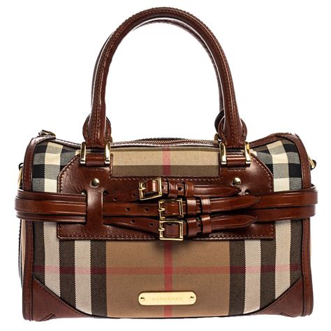 burberry chester bridle bag medium beige|Burberry Beige/Black House Check Fabric and Leather Bridle .